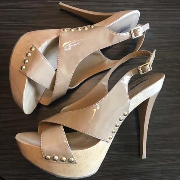 H by Halston Shoes - {9} H by Halston Wood Platform Heels